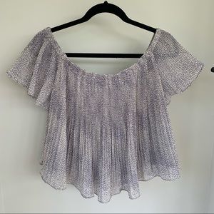 Lilac & white off the shoulder blouse